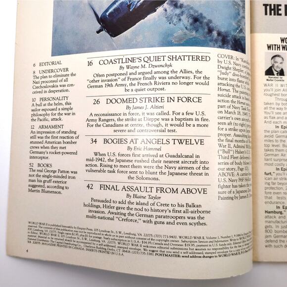 World War II Magazine Premier First Issue Vol 1 No 1 May 1986 w/ Poster Vintage - Picture 3 of 7